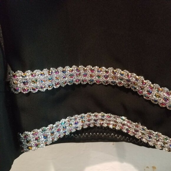 A.D. Originals Women's Size 10 Black High Rise Cropped Overlay Pants Beaded Hem - Picture 5 of 10